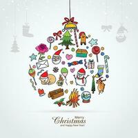 Beautiful christmas set of icons ball holiday card background vector