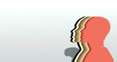 Head silhouettes with different colors as symbol of diversity and inclusion. vector