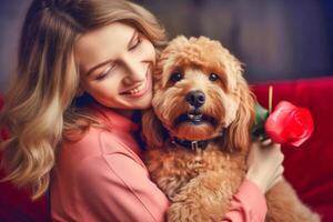 AI Generated. Valentine's Joy with Beloved Dog photo