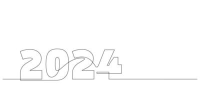 continuous line drawing 2024 number design logo minimalism vector