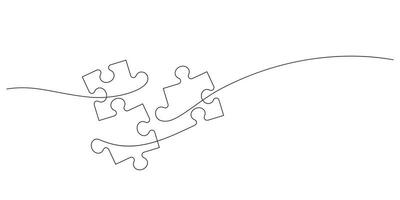 business solution minimalist concept jigsaw puzzle in continuous line drawing vector