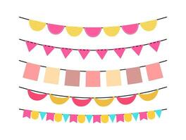 cute set of festival flag garlands, pennant birthday and party banner vector