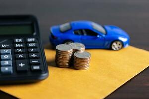 car loan concept, Saving money for car concept, trade car for cash concept, finance concept. photo