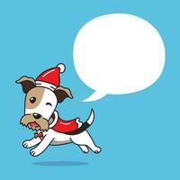 Cartoon wire fox terrier dog with christmas costume and speech bubble vector