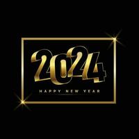 Happy new year 2024 black background Vector illustration