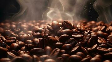 AI generated coffee beans are being burned in the air photo