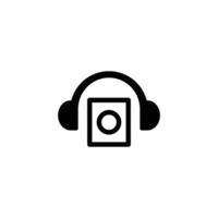 Headset music sound logo template design vector icon illustration