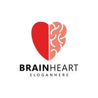 Brain heart and love logo design inspiration vector