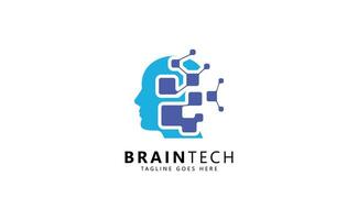 humano cerebro tecnología logo diseño inspiración vector