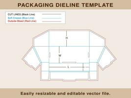 angular lado caja con encabezamiento ranuras caja dieline modelo vector