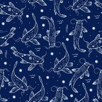 Magic pattern. Space fish. Seamless texture. The signs are magical. For your design. vector