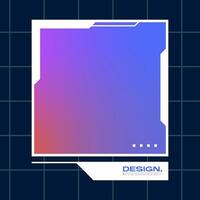 Futuristic square gradient background. Social media frame vector illustration.