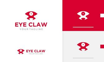 Logo design icon symbol geometric red abstract eye care lens optic vision with sharp claw shape vector