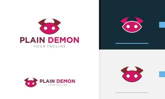 Logo design icon symbol abstract geometric red devil with evil horn looking empty dangerous scary vector