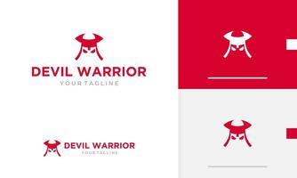 Logo design icon symbol abstract geometric mysterious red fire devil king warrior killer helmet vector