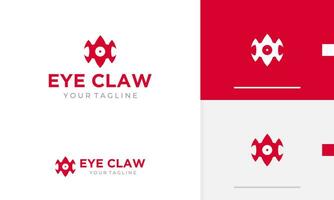 Logo design icon symbol geometric red abstract eye care lens optic vision with sharp claw shape vector