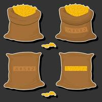 Illustration on theme big colored set different types bags, full sack of coins vector