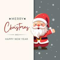 Christmas frame, poster with Santa Claus. New year Merry Christmas design. Winter card with Santa. vector