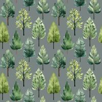 Cute watercolor trees seamless pattern. Autumnal trees wallpaper. Trendy scandi vector backgrounds