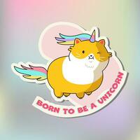 Funny cat sticker. Cute Kawaii Cat unicorn. Cartoon cat sticker design. Adorable kawaii animal. vector