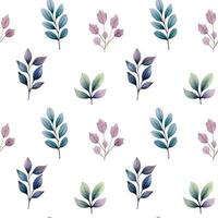 Watercolor floral background. Seamless pattern with delicate leaves and flowers. Hand drawn botanical wallpaper vector