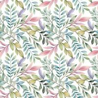 Watercolor floral background. Seamless pattern with delicate leaves and flowers. Hand drawn botanical wallpaper vector