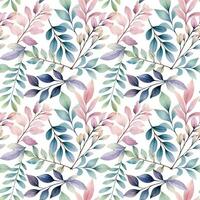 Watercolor floral background. Seamless pattern with delicate leaves and flowers. Hand drawn botanical wallpaper vector