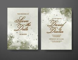 Wedding invitation with abstract watercolor background vector