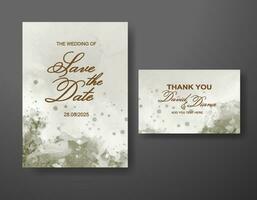 Wedding invitation with abstract watercolor background vector