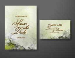 Wedding invitation with abstract watercolor background vector