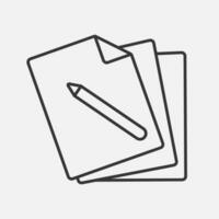 documento documentos pila y bolígrafo línea icono. vector