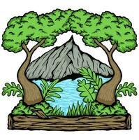 River forest mountain illustration vector