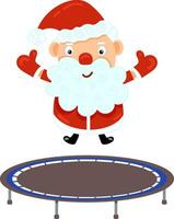 Illustration with cute cartoon Santa on a trampoline. vector