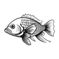 gratis vector línea Arte negrita pescado