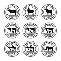 Farm animals logo set vector illustration. Livestock logo set