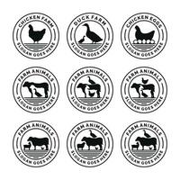 Farm animals logo set vector illustration. Livestock logo set