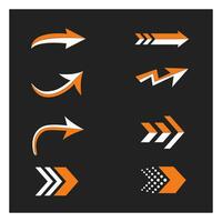 Free vector pointers and direction buttons and collection of modern arrows in flat design with black background.