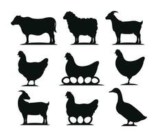 Farm animals icon set vector illustration. Livestock icon set