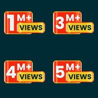 million views badge design for thumbnail design vector
