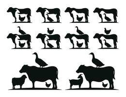 Farm animals icon set vector illustration. Livestock icon set