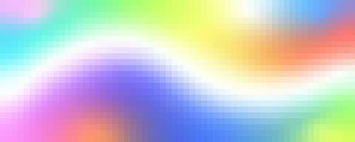 Pixel square rainbow pattern. Abstract wavy gradient mosaic background. Vector grid texture. Color geometric seamless holographic print