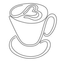 mano dibujado contorno vector ilustración de un taza de capuchino aislado en un blanco antecedentes.