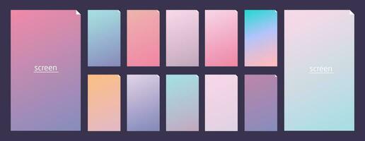 Soft pastel gradient smooth and vibrant color background set for devices vector