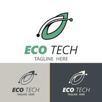 Eco technology business vector design modern. Nature technology logo with leaf and circuit tech minimalist vector illustration