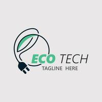 Eco technology business vector design modern. Nature technology logo with leaf and circuit tech minimalist vector illustration