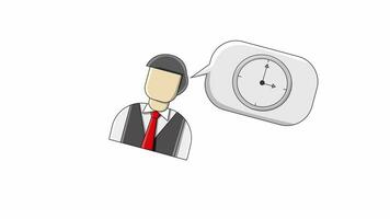 flat design animation of a man thinking about a wall clock video