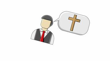 flat design animation of a man thinking about the cross video