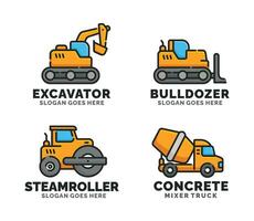 construcción vehículo logo conjunto diseño vector ilustración