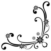 Simple vintage black Victorian corner round fancy black monogram set, abstract icons, simple symbol of Flower. vector