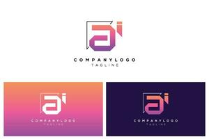 ai logo diseño letra inicial moderno artificial inteligencia con juego de azar computadora tecnología vector ilustración antecedentes máquina aprendizaje o programación Pro vector